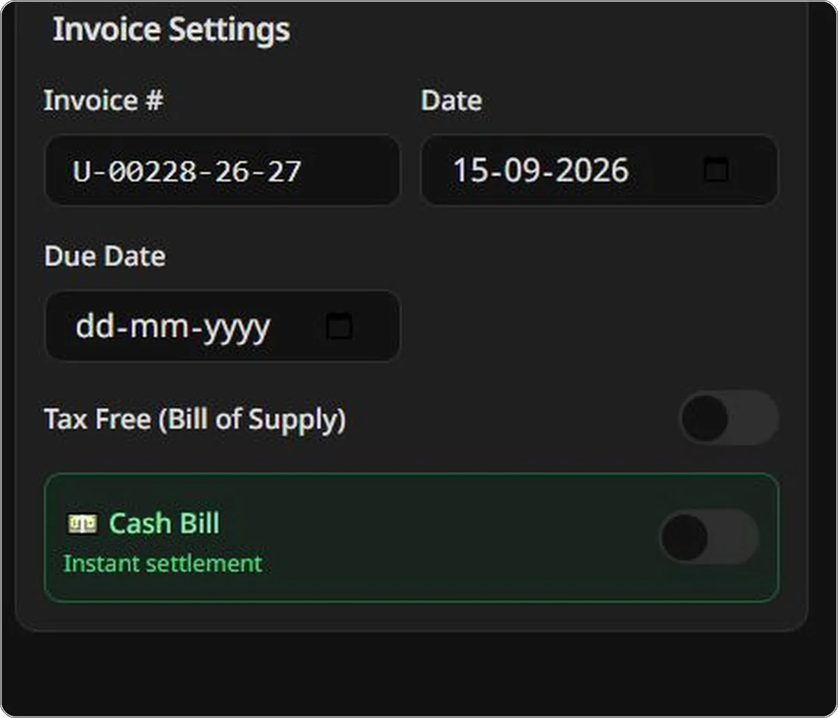 Invoice settings in InvoBill